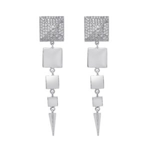 3D zircon encrusted cube earrings