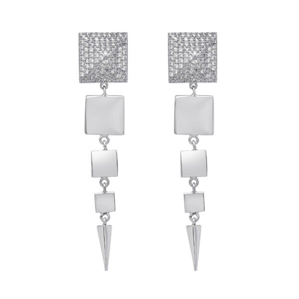 3D zircon encrusted cube earrings