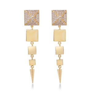 3D zircon encrusted cube earrings