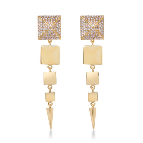 3D zircon encrusted cube earrings