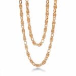 Double 18 carat Gold plated brass chains held together with fastener beads with sparkling zircon stone. Adjustable strings allow for custom lengths.